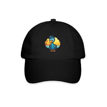 Peacock Funny Cartoon Kawaii Beach Illustration - Casquette classique - noir/noir - Devant