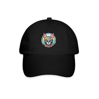 Arabian Egyptian Mau Cat Colorful Watercolor Pet - Baseball Cap - black/black - Front