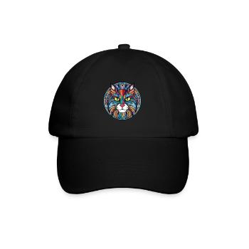 Norwegian Forest Cat Colorful Watercolor Cartoon - Baseball Cap - black/black - Front
