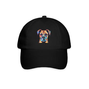 Boxer-Hundsrasse bunte Aquarell-Illustration - Baseballkappe - Schwarz/Schwarz - Vorne
