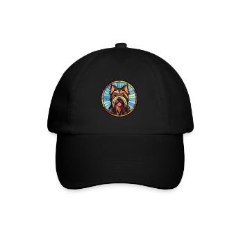 Skye Terrier Hunderasse Aquarell Illustration - Baseballkappe - Schwarz/Schwarz - Vorne