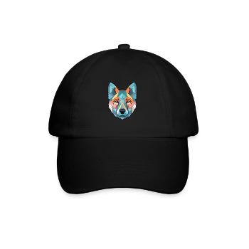 Norwegischer Elchhund Hunderasse buntes Aquarell - Baseballkappe - Schwarz/Schwarz - Vorne