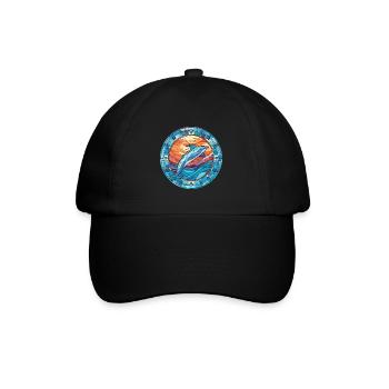 Dolphin Colorful Watercolor Animal Illustration - Baseball Cap - black/black - Front