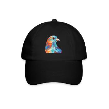 Taube bunte Aquarell-Tier-Haustier-Illustration - Baseballkappe - Schwarz/Schwarz - Vorne