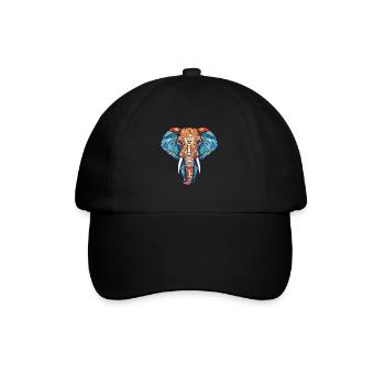 Elefant buntes Aquarell Tier Illustration - Baseballkappe - Schwarz/Schwarz - Vorne