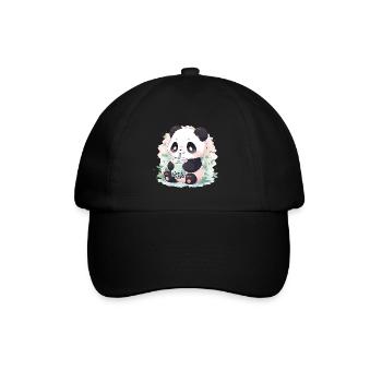 Thé à bulles panda kawaii thé boba - Casquette classique - noir/noir - Devant