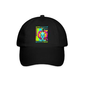 Cyberpunk Retro Synthwave Futuristisch - Baseballkappe - Schwarz/Schwarz - Vorne