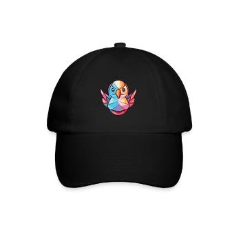 Taube buntes Aquarell Tier Haustier Illustration - Baseballkappe - Schwarz/Schwarz - Vorne