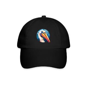 Pelikan Vogel Buntes Aquarell Tier Cartoon - Baseballkappe - Schwarz/Schwarz - Vorne