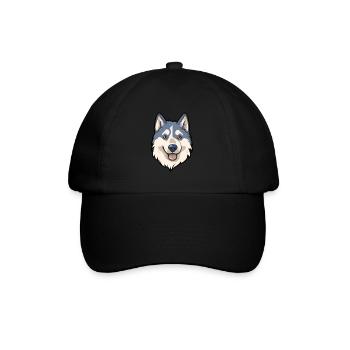 Husky chien race Cartoon Kawaii Illustration - Casquette classique - noir/noir - Devant
