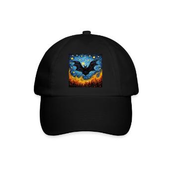 Bat, Van Gogh, Starry Night, Animal - Baseball Cap - black/black - Front