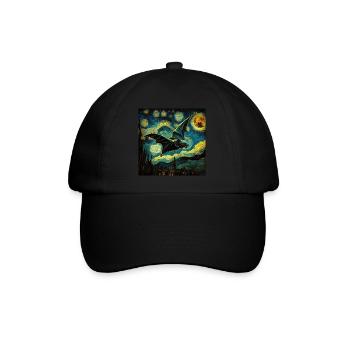 Bat, Van Gogh, Starry Night, Animal - Baseball Cap - black/black - Front