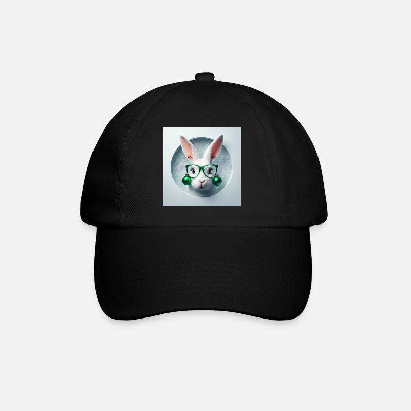 Osterhase mit grüner Weihnachtsdeko - Baseballkappe - Schwarz/Schwarz
