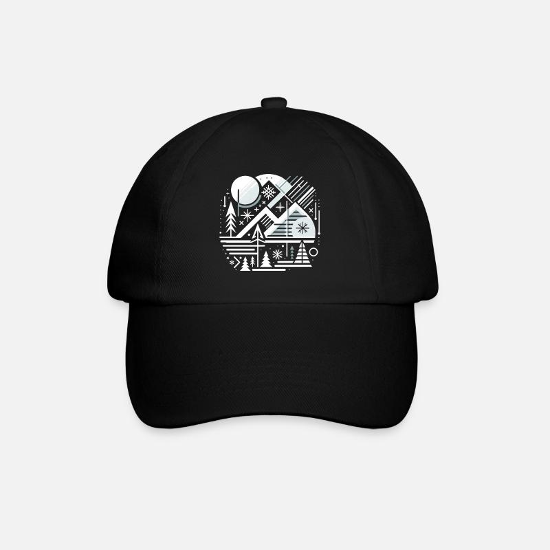 Winterliche Weihnachtslandschaft - Baseballkappe - Schwarz/Schwarz