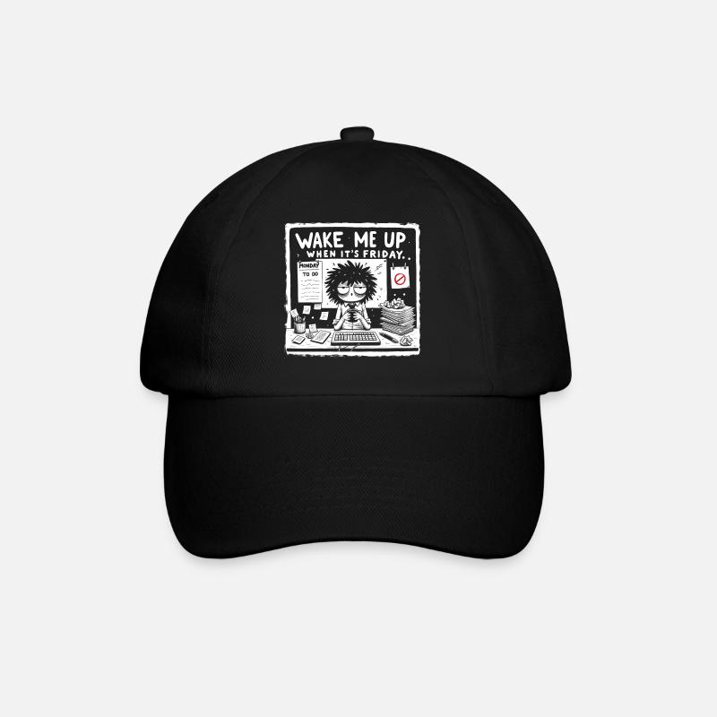 wake me up when it's friday - Baseballkappe - Schwarz/Schwarz