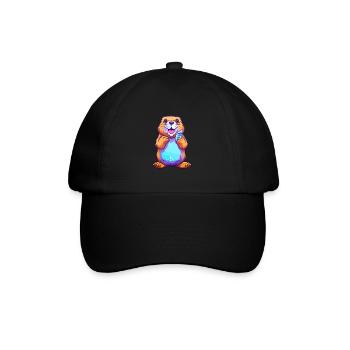 Biber buntes Aquarell Cartoon Kawaii Tier - Baseballkappe - Schwarz/Schwarz - Vorne