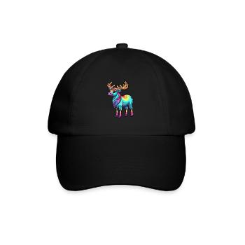 Karibu buntes Aquarell Cartoon Kawaii Tier - Baseballkappe - Schwarz/Schwarz - Vorne