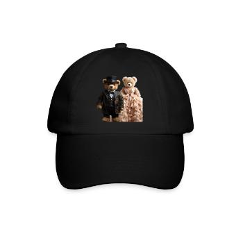 Deux ours en peluche nouvellement mariés - Casquette classique - noir/noir - Devant
