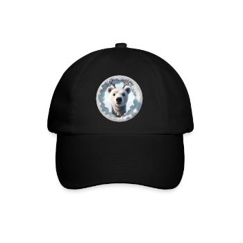 Reindeer head looking through ice - Baseball Cap - black/black - Front