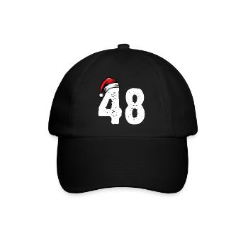 48 Zahl Weihnachten - Baseballkappe - Schwarz/Schwarz - Vorne