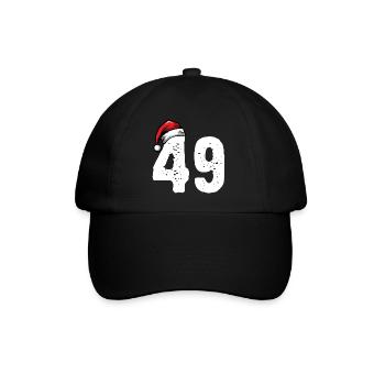 49 Zahl Weihnachten - Baseballkappe - Schwarz/Schwarz - Vorne