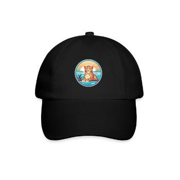 Amur Leopard Watercolor Cartoon Kawaii Clipart Pet - Baseball Cap - black/black - Front