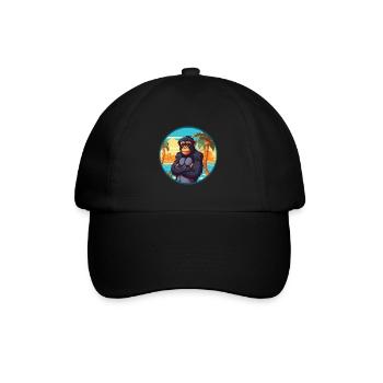 Bonobo Watercolor Cartoon Kawaii Clipart Animal - Baseball Cap - black/black - Front