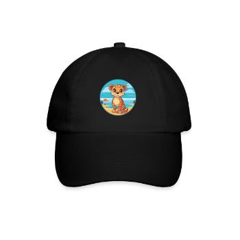 Cheetah Watercolor Cartoon Kawaii Clipart Animal - Baseball Cap - black/black - Front