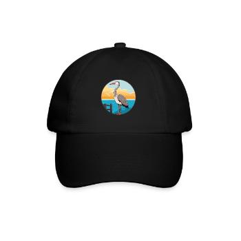 Crane Watercolor Cartoon Kawaii Clipart Animal - Baseball Cap - black/black - Front