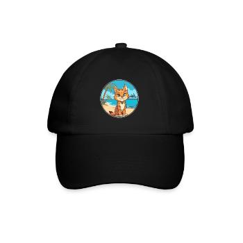 Lynx Watercolor Cartoon Kawaii Clipart Animal - Baseball Cap - black/black - Front