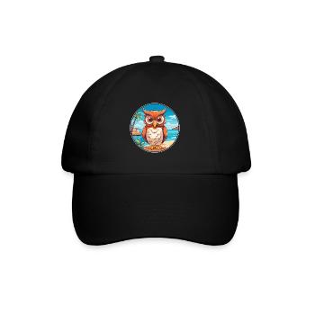Owl Watercolor Cartoon Kawaii Clipart Animal - Baseball Cap - black/black - Front