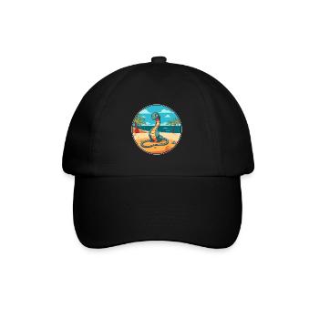 Snake Watercolor Cartoon Kawaii Clipart Animal - Baseball Cap - black/black - Front