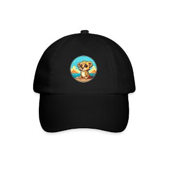 Cheetah Watercolor Cartoon Kawaii Clipart Animal - Baseball Cap - black/black - Front