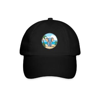 Elephant Watercolor Cartoon Kawaii Clipart Animal - Baseball Cap - black/black - Front
