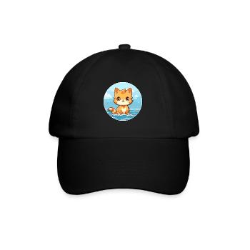 Chaton aquarelle dessin animé Kawaii Clipart Animal - Casquette classique - noir/noir - Devant