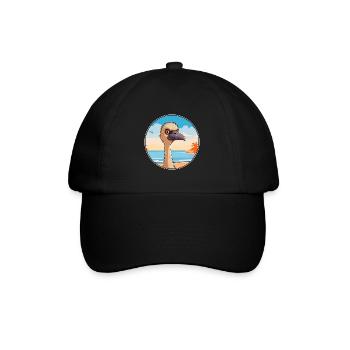 Ostrich Watercolor Cartoon Kawaii Clipart Animal - Baseball Cap - black/black - Front