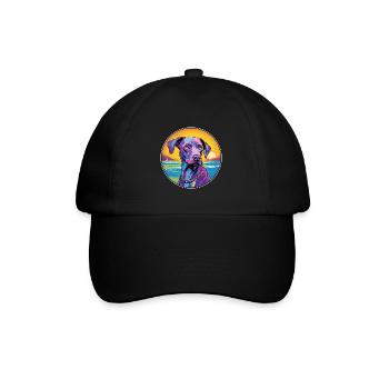 Bleu dentelle chien race coloré dessin animé aquarelle - Casquette classique - noir/noir - Devant
