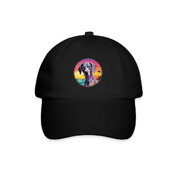 Leopard Cur Dog Breed Colorful Cartoon Watercolor - Baseball Cap - black/black - Front