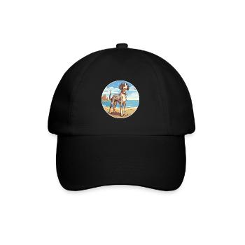 Amerikanischer Leopardenhund Hunderasse Cartoon Kawaii - Baseballkappe - Schwarz/Schwarz - Vorne