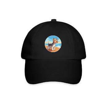 Biewer Terrier Dog Breed Cartoon Kawaii Clipart - Baseball Cap - black/black - Front