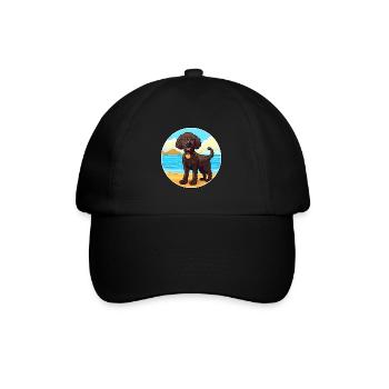 Curly Coated Retriever Dog Breed Cartoon Kawaii - Baseball Cap - black/black - Front