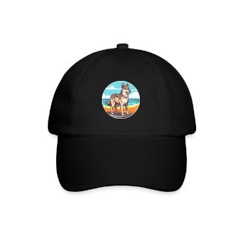 Tchécoslovaque chien-loup chien race dessin animé kawaii - Casquette classique - noir/noir - Devant