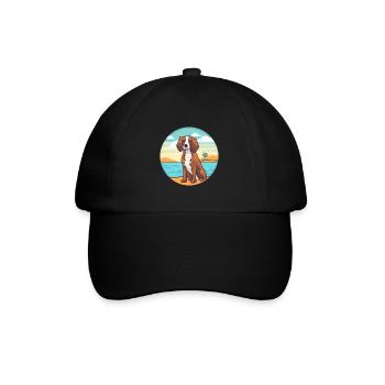 German Spaniel Dog Breed Cartoon Kawaii Clipart - Baseball Cap - black/black - Front