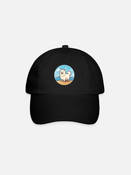 szpic, rasa psa, japoński, kawaii Clipart - Baseballkasket - sort/sort