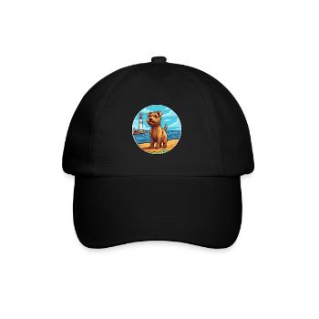 Norfolk Terrier Dog Breed Cartoon Kawaii Clipart - Baseball Cap - black/black - Front