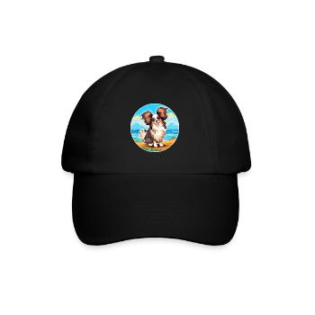 Papillon chien race dessin animé kawaii clipart chien animal de compagnie - Casquette classique - noir/noir - Devant