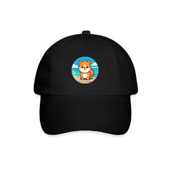 Pomeranian Hund Rasse Cartoon Kawaii Clipart Hund - Baseballkappe - Schwarz/Schwarz - Vorne