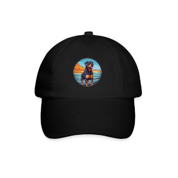 Rottweiler chien race dessin animé Kawaii Clipart chien - Casquette classique - noir/noir - Devant