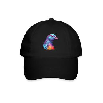 Pigeon Colorful Watercolor Cartoon Kawaii Animal - Baseball Cap - black/black - Front