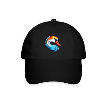 Schwan Buntes Aquarell Cartoon Kawaii Tier - Baseballkappe - Schwarz/Schwarz - Vorne